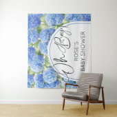 Oh Boy Hydrangea Blue Flowers Baby shower Wandkleed (In situ)
