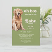Oh Boy Ik ben Disem-BARK-ing Soon Dog Baby shower Kaart (Staand voorkant)
