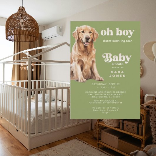 Oh Boy Ik ben Disem-BARK-ing Soon Dog Baby shower Kaart