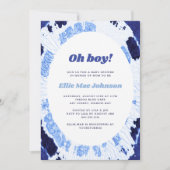 Oh Boy Indigo Blue Shibori Tie Dye Baby shower Kaart (Voorkant)