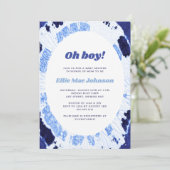Oh Boy Indigo Blue Shibori Tie Dye Baby shower Kaart (Staand voorkant)