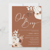Oh Boy Invitation Terracotta Pampas Baby shower Kaart (Voorkant)