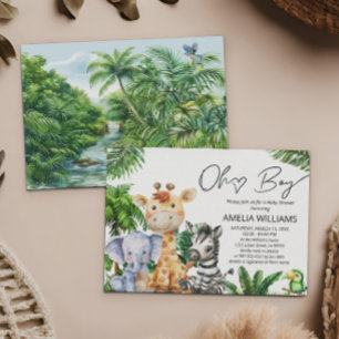 Oh Boy Jungle Safari Baby Shower Groene Uitnodigin Kaart