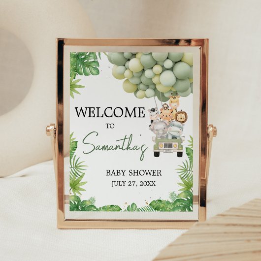 Oh Boy Jungle Safari Baby Shower Welcome Sign Poster