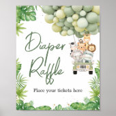 Oh Boy Jungle Safari Shower Diaper Raffle Sign Poster (Voorkant)