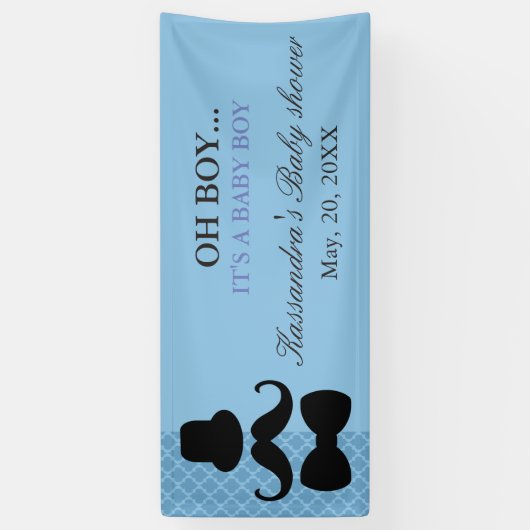 OH BOY! Kleine Man Mustache Baby Boy Shower Banner (Verticaal)