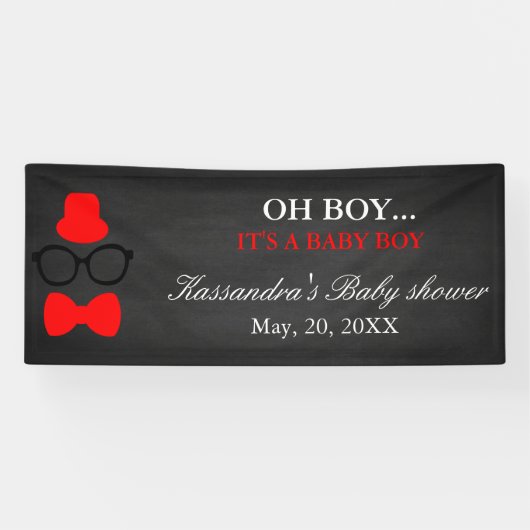 OH BOY! Kleine Mannen Stropdas Baby Boy Shower Ban Spandoek (Horizontaal)