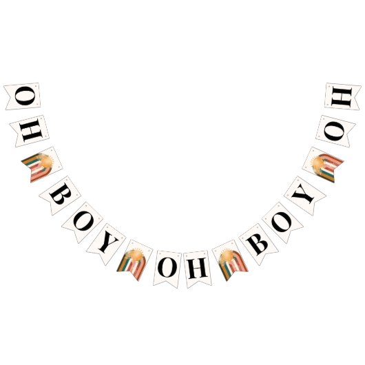 Oh Boy Kleurrijke Rainbow Sun Baby shower Vlaggetjes (Alle)