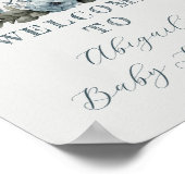 Oh Boy Konijn Blauwe Bloem Baby Feestje Poster (Hoek)