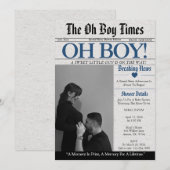 Oh Boy Kranten Baby Shower Uitnodiging (Voorkant / Achterkant)
