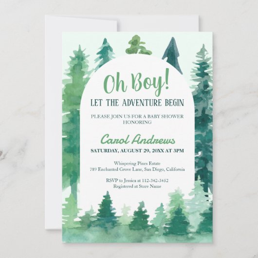 Oh boy! Laat het avontuur beginnen met Baby shower Kaart (Voorkant)