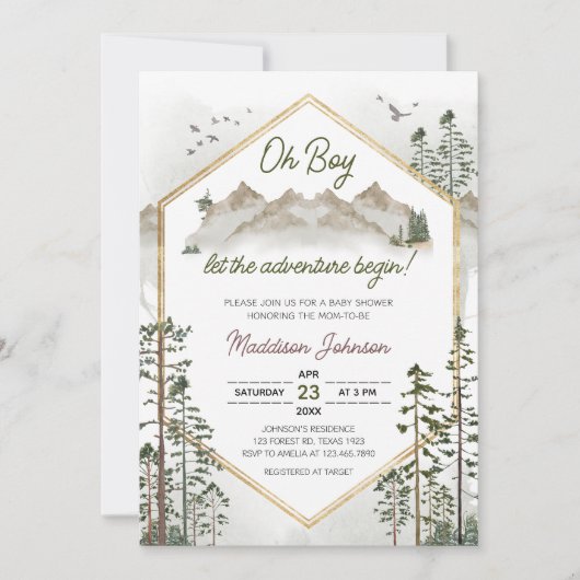Oh Boy Let the Adventure Begin Baby Shower Kaart (Voorkant)