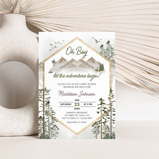 Oh Boy Let the Adventure Begin Baby Shower Kaart