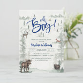 Oh Boy Let's Adventure Begin Forest Baby Shower Kaart (Staand voorkant)