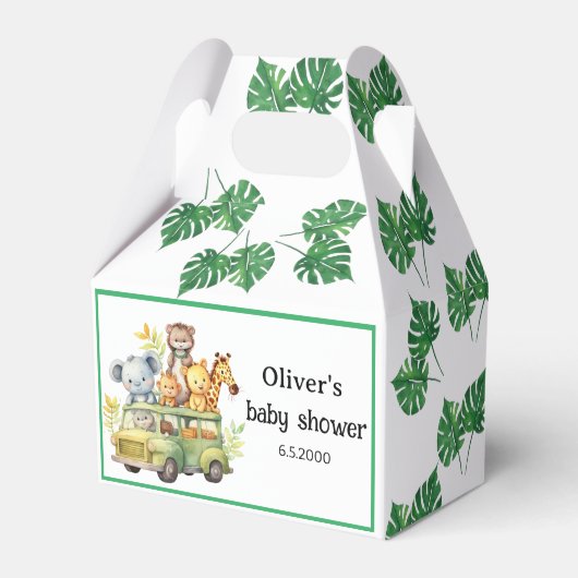 Oh Boy Leuk oerwoud Safari Dieren baby shower Bedankdoosjes (Voorkant Zijde)
