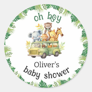 Oh Boy Leuk oerwoud Safari Dieren baby shower Ronde Sticker
