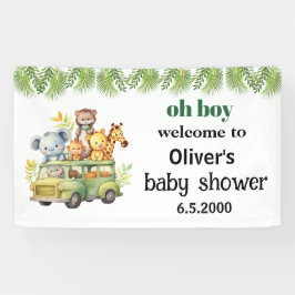 Oh Boy Leuk oerwoud Safari Dieren baby shower Spandoek