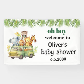 Oh Boy Leuk oerwoud Safari Dieren baby shower Spandoek