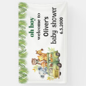 Oh Boy Leuk oerwoud Safari Dieren baby shower Spandoek (Verticaal)