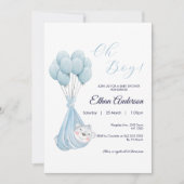 Oh Boy Leuke Beren ballon Baby shower Uitnodiging (Voorkant)