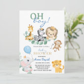Oh Boy Leuke Safari oerwoud Dieren baby shower Kaart (Staand voorkant)