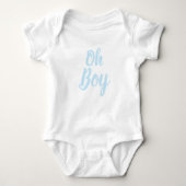Oh Boy lichtblauw manuscript baby shower openbaren Romper (Voorkant)