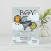 Oh Boy Lil Man Hot Air Balloon Uitnodiging (Staand voorkant)