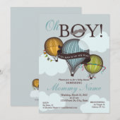 Oh Boy Lil Man Hot Air Balloon Uitnodiging (Voorkant / Achterkant)