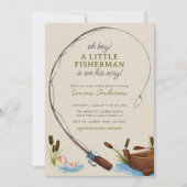 Oh Boy Little Fisherman Waterverf Baby shower Kaart (Voorkant)