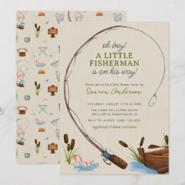 Oh Boy Little Fisherman Waterverf Baby shower Kaart