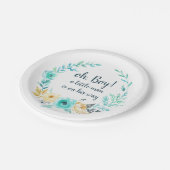 Oh Boy Little Man Baby shower Blauw Grijs Gouden P Papieren Bordje (Gekanteld)