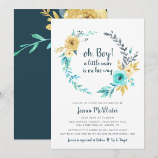 oh Boy Little Man Baby shower donker blauwgroen Ui Kaart