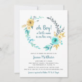 Oh Boy Little Man Baby shower donkergrijs Uitnodig Kaart (Voorkant)