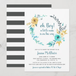 Oh Boy Little Man Baby shower donkergrijs Uitnodig Kaart