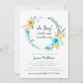 Oh Boy Little Man Baby shower Grey Invitation Kaart (Voorkant)