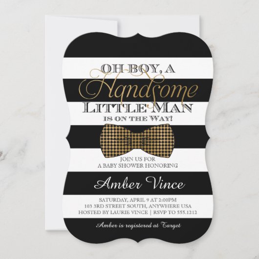 Oh Boy Little Man Baby shower Invitation Kaart (Voorkant)