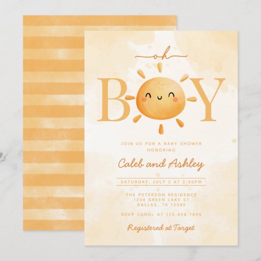 Oh Boy Little Ray van Sunshine Sun Baby shower Kaart (Voorkant / Achterkant)
