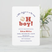 Oh Boy Little Slugger Baseball Sport Baby Shower Kaart (Staand voorkant)