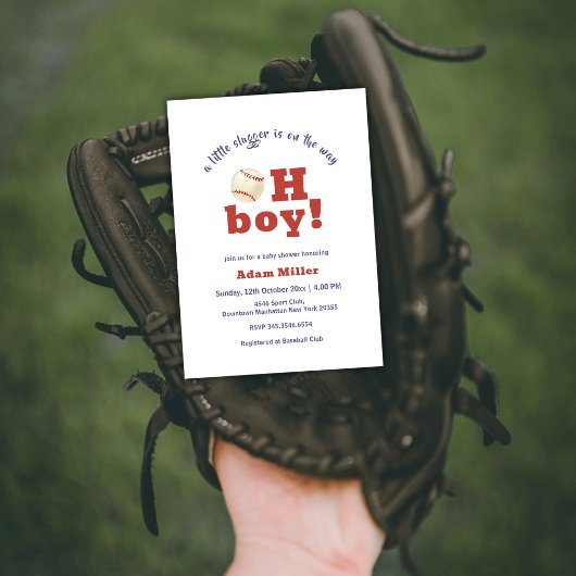 Oh Boy Little Slugger Baseball Sport Baby Shower Kaart