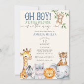 Oh Boy Little Wild One Safari Animals Baby Shower Kaart (Voorkant)