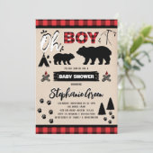 Oh Boy Lumberjack Baby shower Kaart (Staand voorkant)