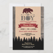 Oh Boy Lumberjack Baby shower Rood Beer Uitnodigen Kaart (Voorkant)
