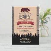 Oh Boy Lumberjack Baby shower Rood Beer Uitnodigen Kaart (Staand voorkant)