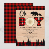 Oh Boy Lumberjack Baby shower uitnodiging (Voorkant / Achterkant)