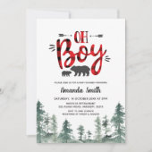 Oh Boy Lumberjack Forest Baby shower Invitation Kaart (Voorkant)