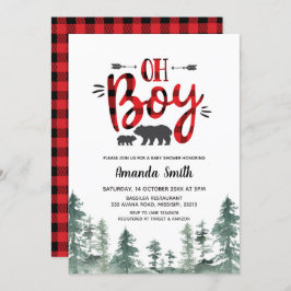 Oh Boy Lumberjack Forest Baby shower Invitation Kaart