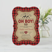 Oh Boy Lumberjack Red Buffalo Baby shower nodigt u Kaart (Staand voorkant)