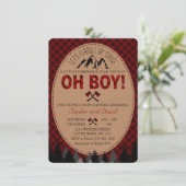 Oh Boy Lumberjack Red Buffalo Baby shower nodigt u Kaart (Staand voorkant)