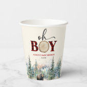 Oh Boy Lumberjack Woodland Forest Beer Baby shower Papieren Bekers (Achterkant)