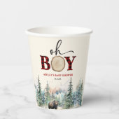Oh Boy Lumberjack Woodland Forest Beer Baby shower Papieren Bekers (Voorkant)